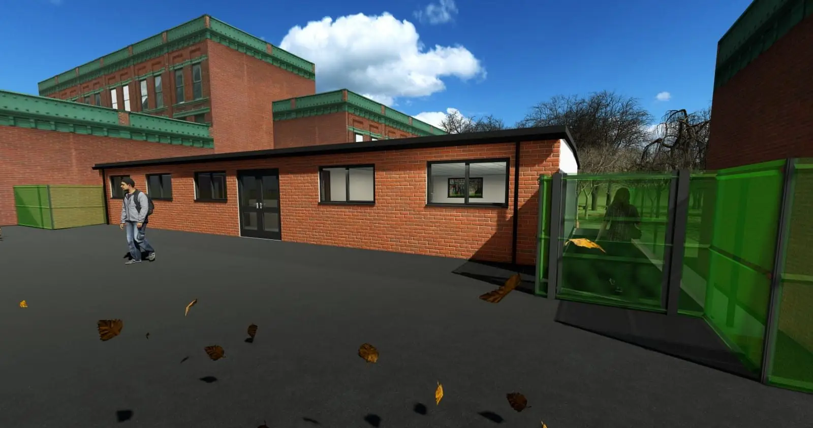 Wollaston Exterior With Brick Render 3D Modular School Building-min