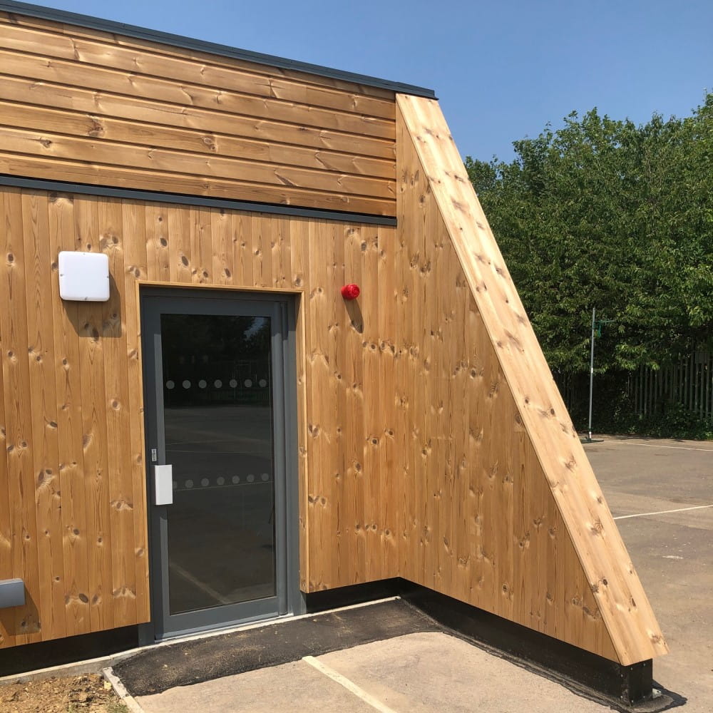 Timber Clad Modular Prefab Classroom Building Peterborough-min