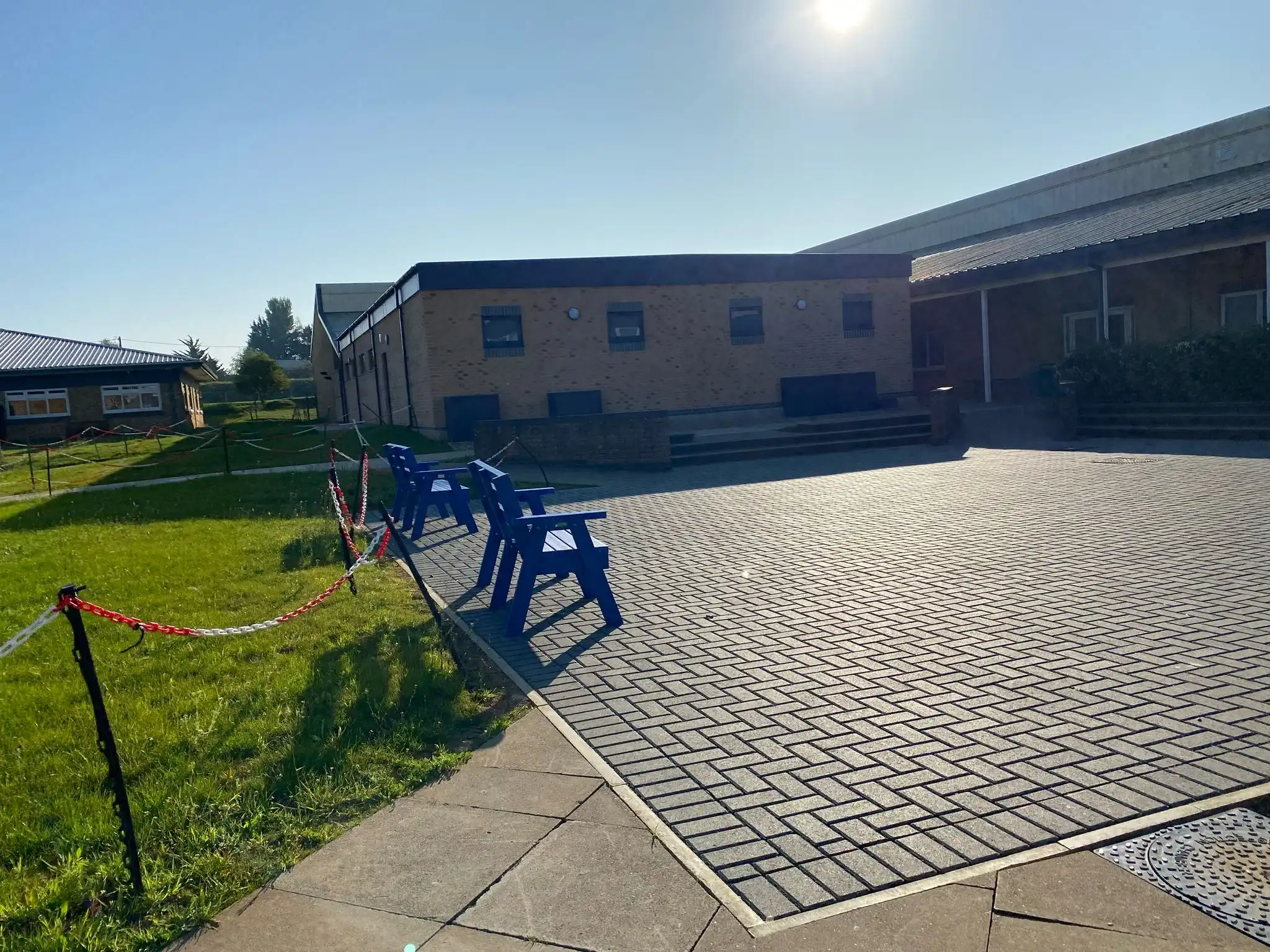 Wollaston Drama Unit Extension On Drainage Issue Site, Paved Piazza, Existing School View 2025