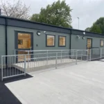 Modular SEN Classroom Building With Accessible Ramp Entrance And BB103 BB104 Compliant Bathroom